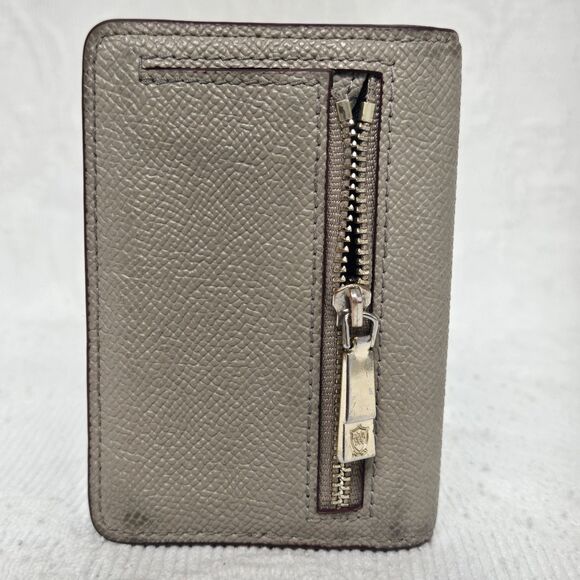 Massimo Dutti Bi Fold Mini Leather Wallet Grey Maroon Casual Minimalist Simple - Picture 4 of 6